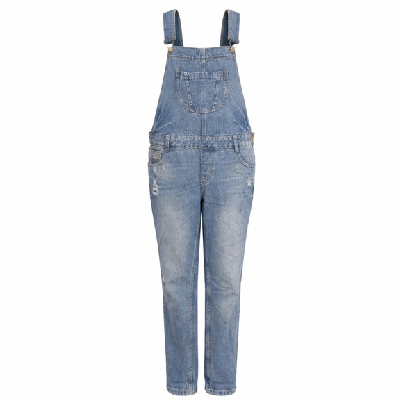 Zara Denim - ZARA TRF Distressed Denim Overalls Boyfriend Fit Baggy 90s Y2K Vintage Wash M